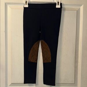 JANIE & JACK GIRLS Size 4 Navy and Brown Riding Leggings with quilted Knee Pads.